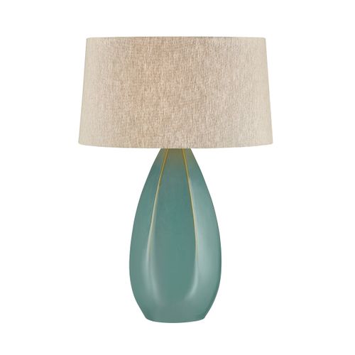 Aged Brass Ceramic Celadon Wash Table Lamp from the Colwyn Collection