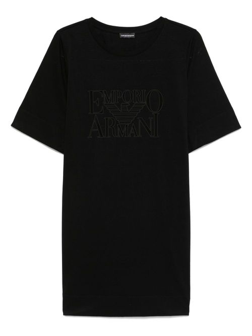 Emporio Armani logo-embroidered T-shirt min dress - Black