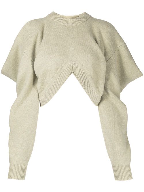 Draped-sleeve knit jumper - Green