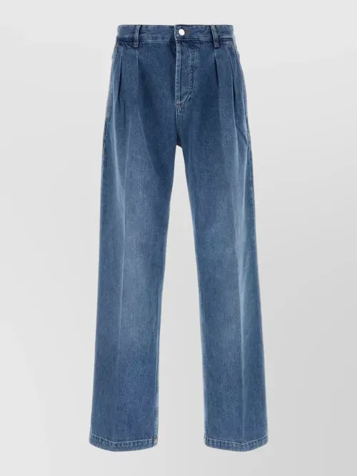 Marine Serre - denim straight jeans wide leg pleated