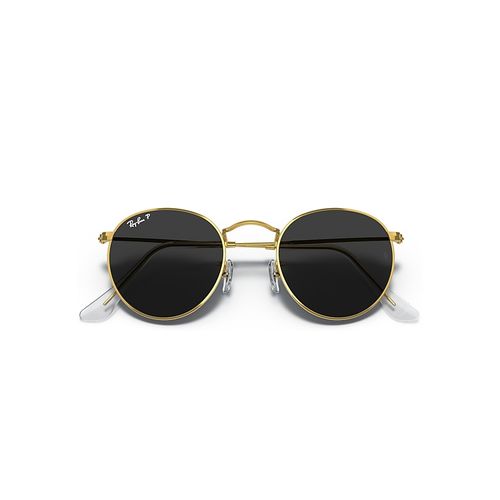 Ray-Ban Round Metal Sunglasses Gold Frame Black Lenses Polarized