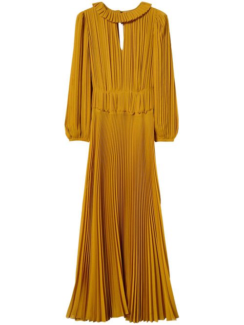 Pleated georgette dress - Yellow
