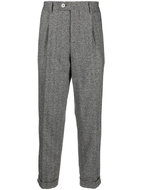 Herringbone-pattern tailored trousers - Grey