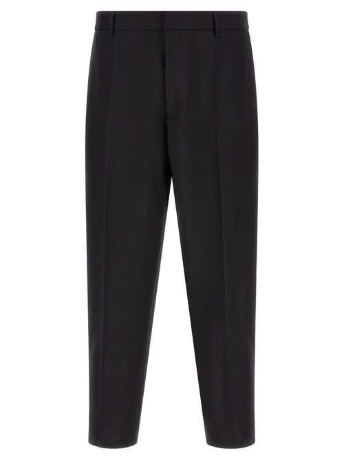 Virgin Wool Canvas Trousers — Black