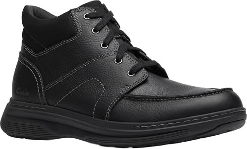 Clarks Men Craftwell Mid Black Tumbled Leather