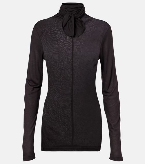 Tie-neck jersey top