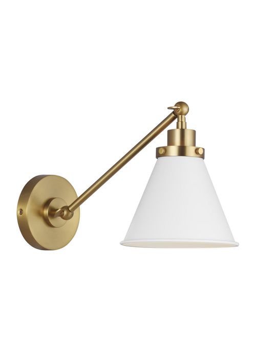 Visual Comfort Studio Wellfleet Wall Sconce in Matte White And Burnished Brass by Chapman & Myer