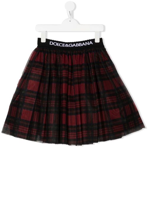 Tartan-print flared skirt