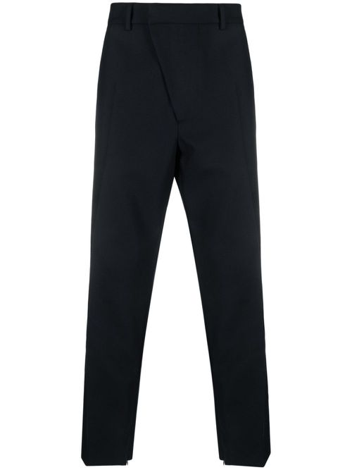 Asymmetric button-fastening wide-leg trousers - Blue