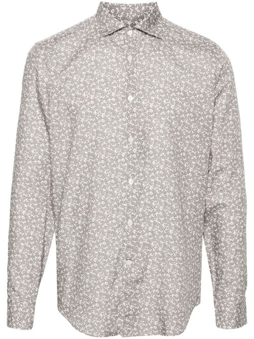 Floral-print poplin shirt - White