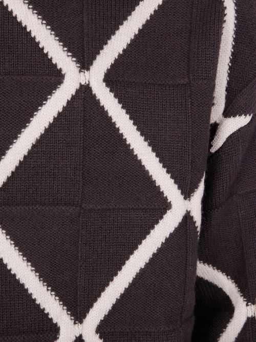 Virgin Wool Argyle Sweater — Brown
