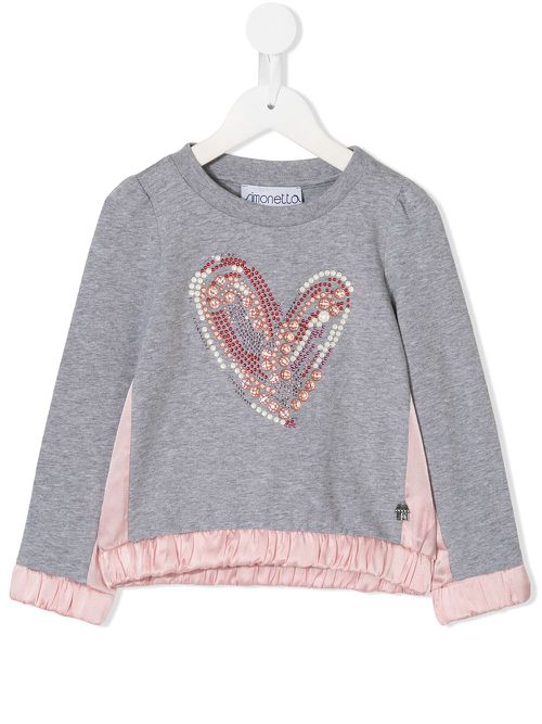 Embellished heart sweatshirt - Grey