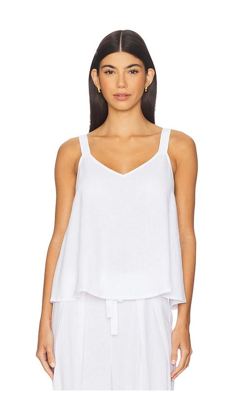 Eberjey Linen Blend V Neck Cami Top in Taupe. - L also in XS, S