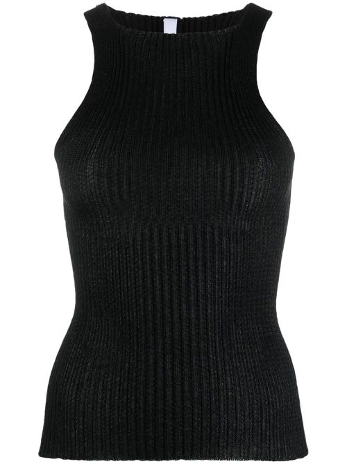 Emma high-neck ribbed tank top - Black