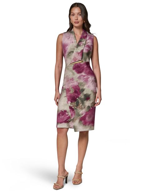 Women's Floral Sheath Hardware Dress - Prune Multi