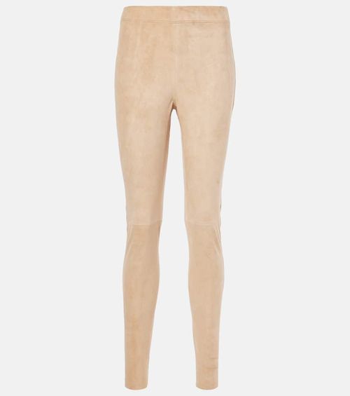Mid-rise suede leggings