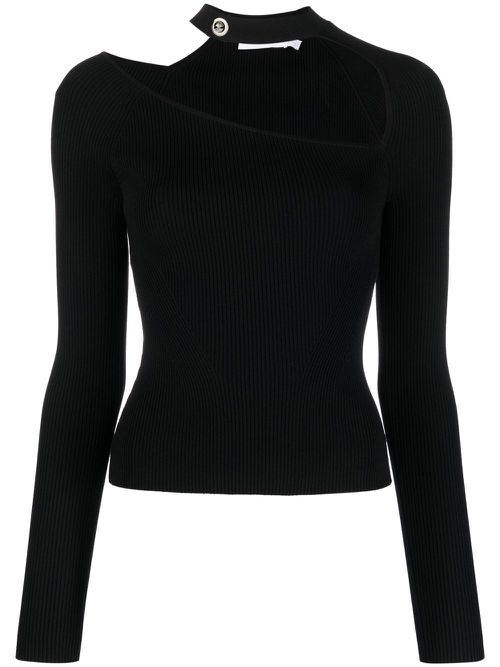 Cut-out detail knitted top - Black