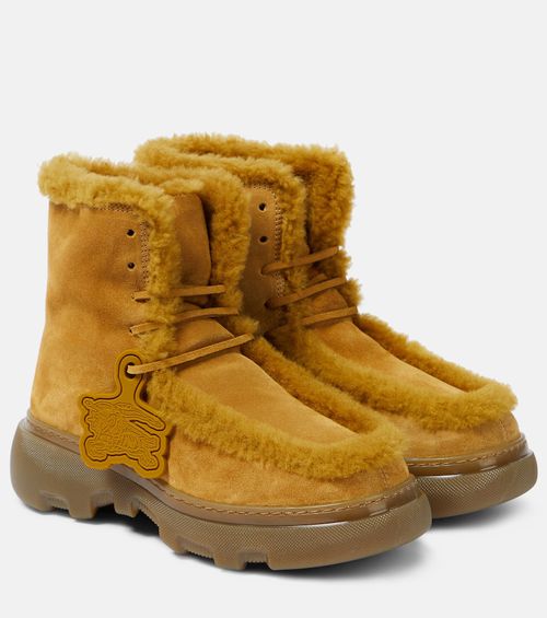 Chugga shearling-trimmed suede boots