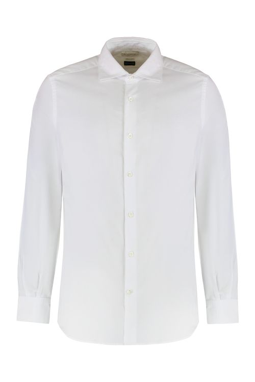 Long-Sleeve Piqué Cotton Button-Down Shirt