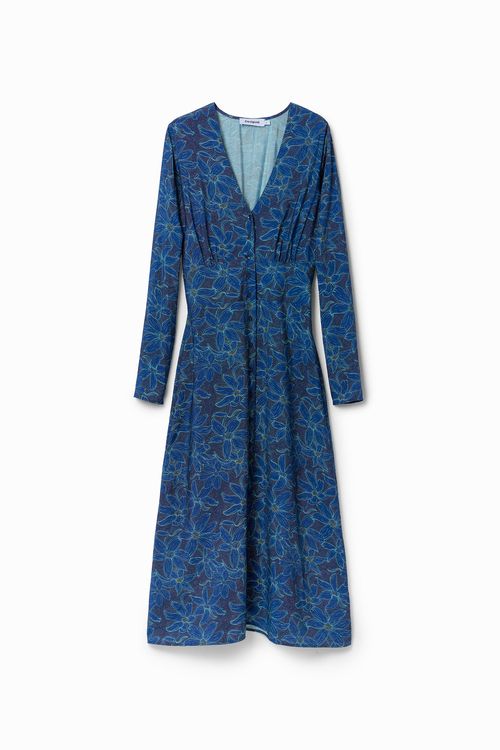 Floral midi shirt dress