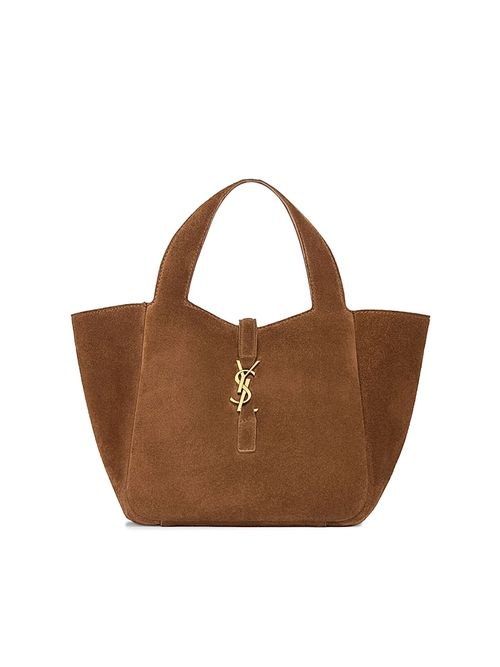 Women's Le 5 à 7 Baby Bea Top Handle Bag in Suede - Caramel Cognac