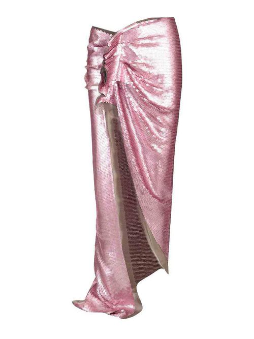 Long Skirt In Silk Chiffon With Sequins