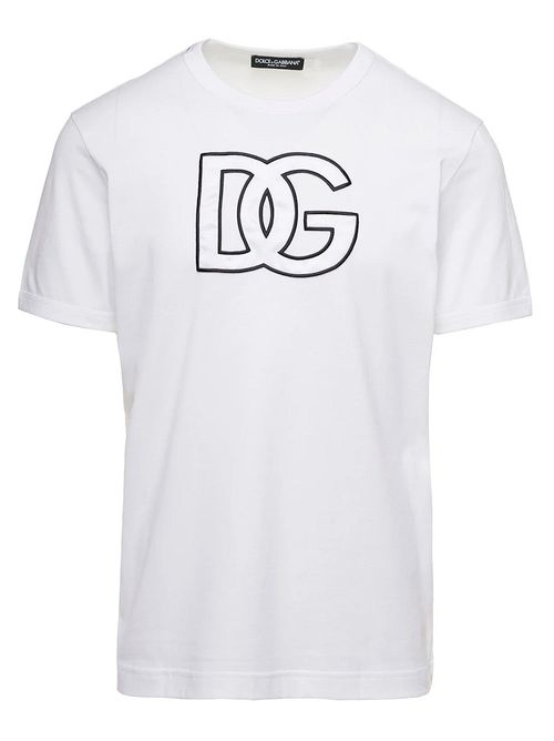 Dolce & Gabbana Detailed DG Embroidered Logo T-Shirt in White - White