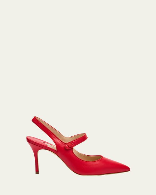 Camparisli Leather Mary Jane Slingback Pumps