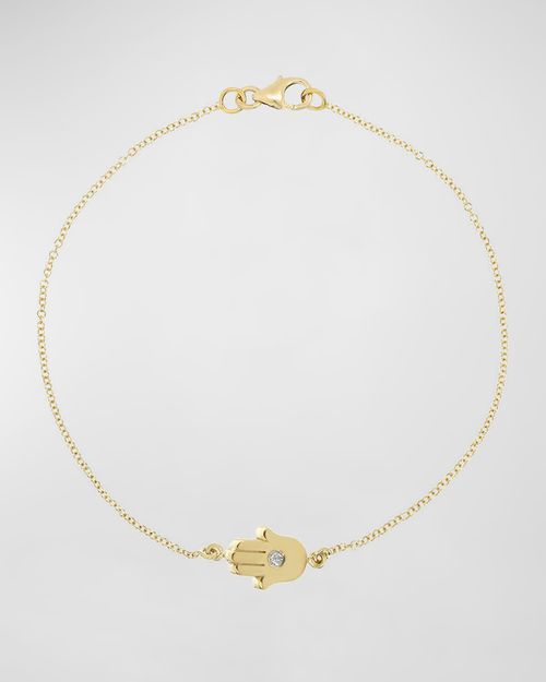 18k Mini Hamsa Bracelet with Diamond