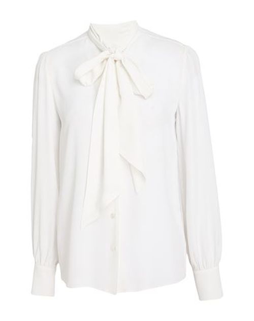 Woman Shirt White Size 8 Acetate, Silk