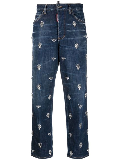Crystal Flies high-rise jeans - Blue