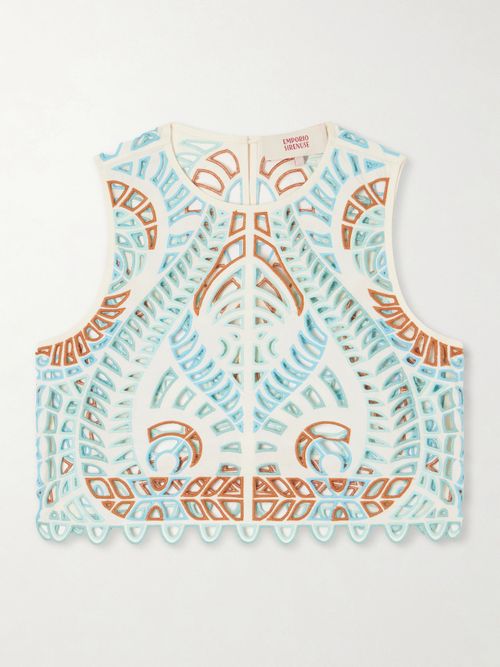 Ada Brisé Mare Broderie Anglaise Cotton Top - Neutrals