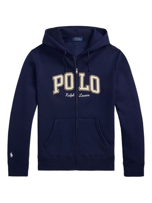 Logo-embroidered zip-up hoodie - Blue