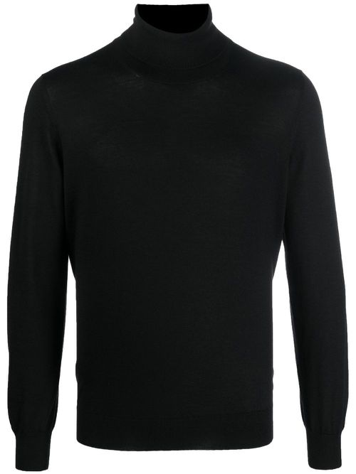 Fine-knit roll-neck jumper - Black