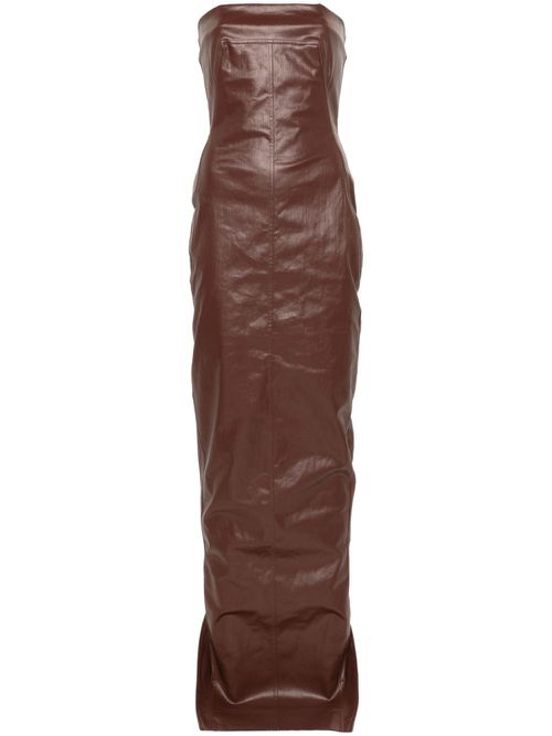 Square-neck denim gown - Red