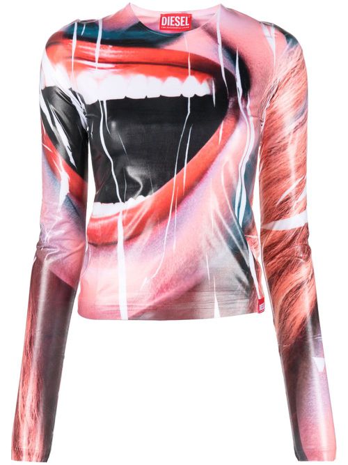 Graphic-print stretch T-shirt - Red