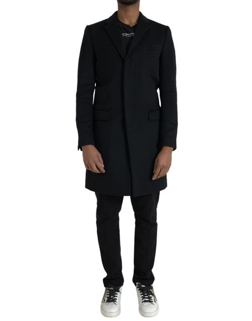 Virgin Wool and Cashmere Trench Coat — Black
