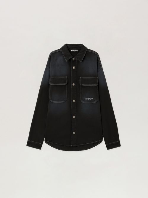 Classic Logo Loose Denim Shirt Man  Black Off White