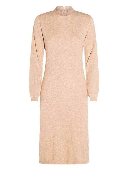 High-neck long-sleeve dress - Neutrals