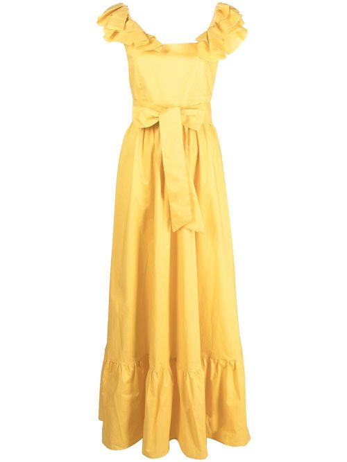 Ruffle-detail cotton dress - Yellow
