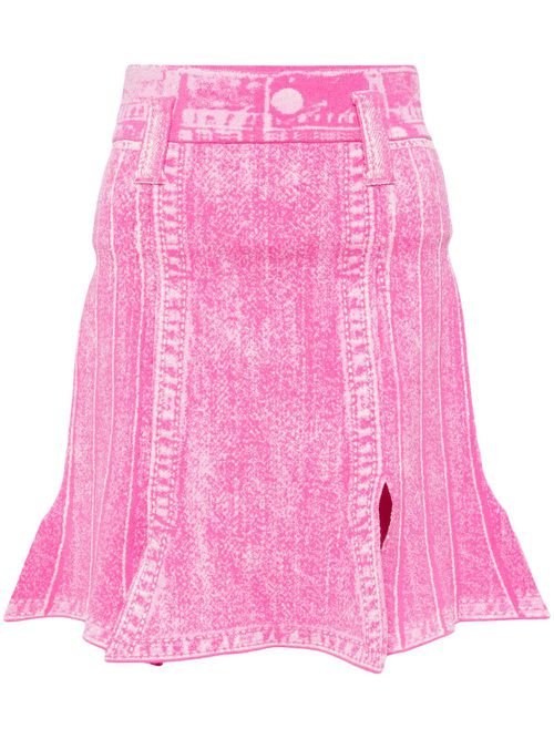 Denim-print high-rise skirt - Pink