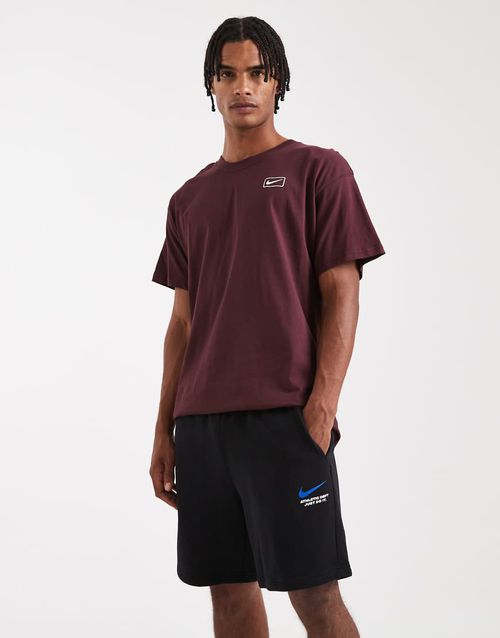 Line Art fleece shorts in black