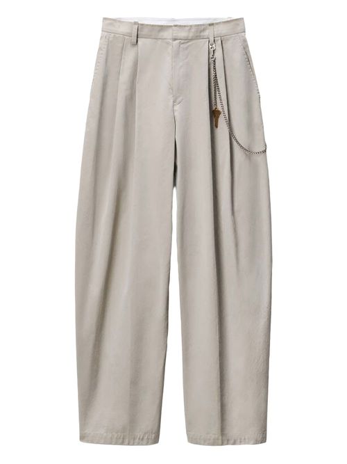 Pleated chain-detail trousers - STONE