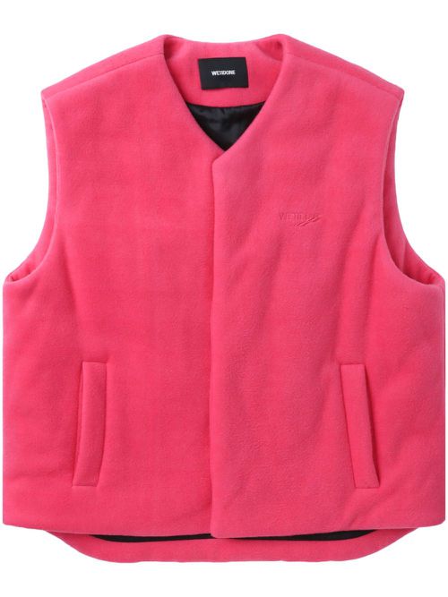 Logo-embroidered brushed vest - Pink