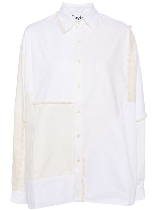 Panelled crochet-trim shirt - Neutrals