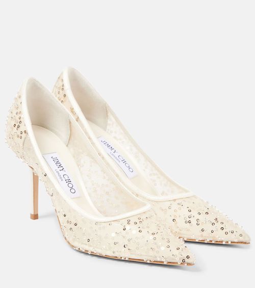 Jimmy Choo Love 85 beaded mesh pumps