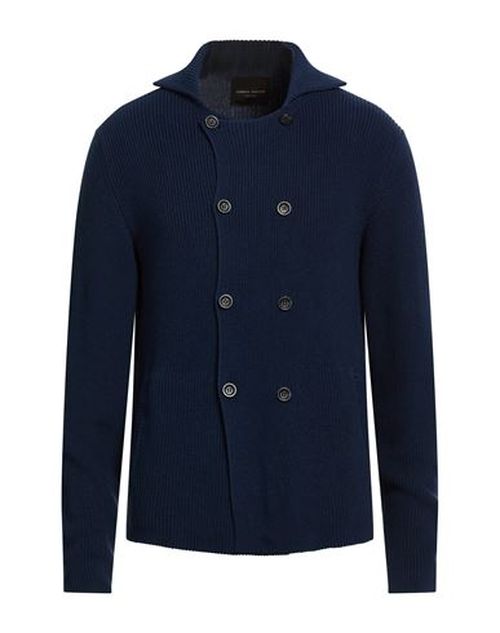 Man Cardigan Midnight blue Size 38 Cotton