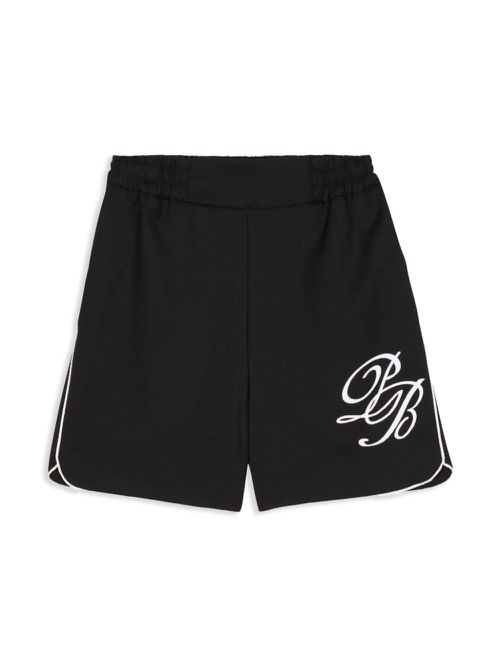 Logo-print wool-blend shorts - Black