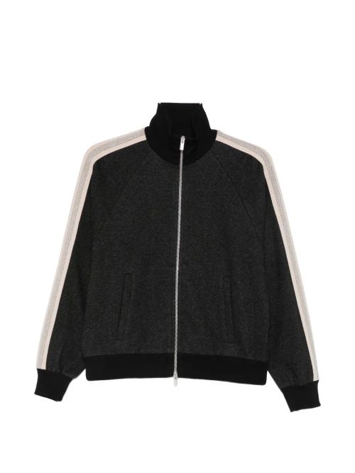 Side-Stripe Zip-Fastening Sweatshirt — Black