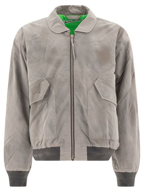 Acne Studios Logo Embroidered Zip-Up Bomber Jacket